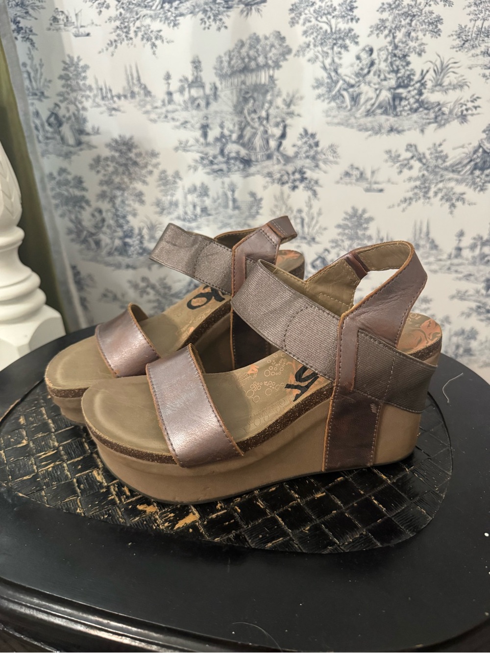 OTBT Metallic Bronze Platform Wedge Sandals